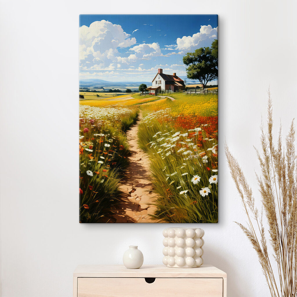 Path through a field of flowers