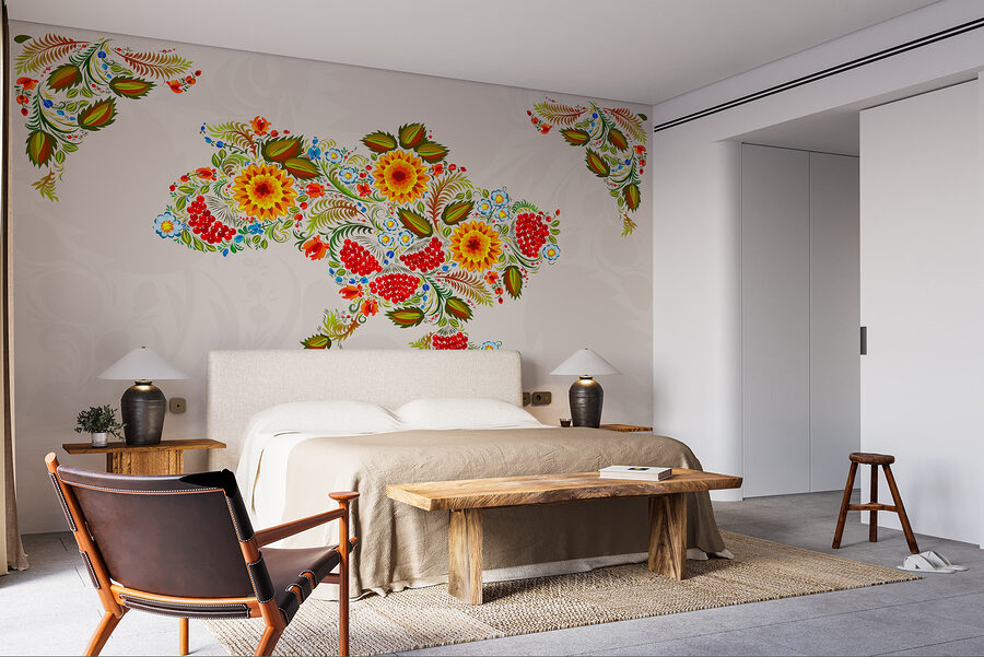 Kaart van oekraïne met bloemen