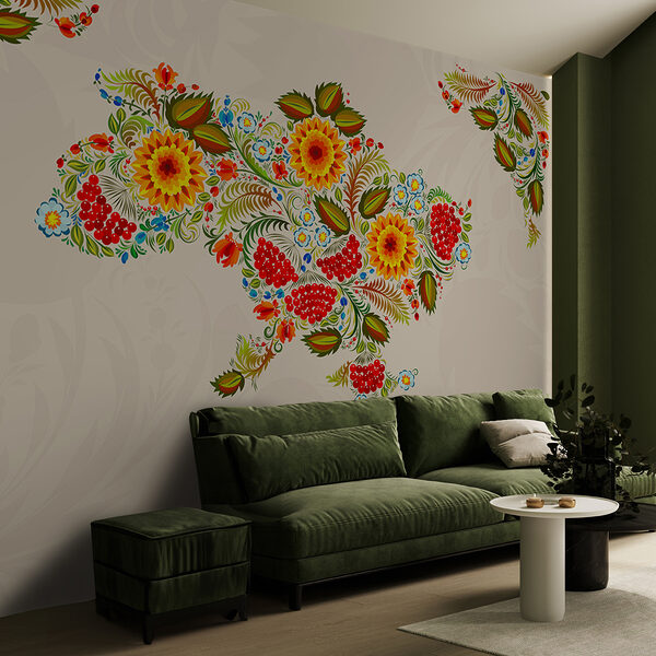 Kaart van oekraïne met bloemen Kaart van oekraïne met bloemen