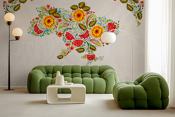 Kaart van oekraïne met bloemen Kaart van oekraïne met bloemen