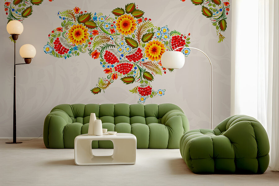 Kaart van oekraïne met bloemen