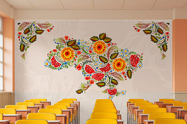 Kaart van oekraïne met bloemen Kaart van oekraïne met bloemen