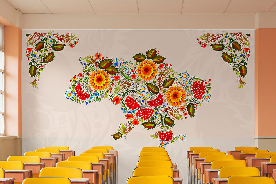 Kaart van oekraïne met bloemen