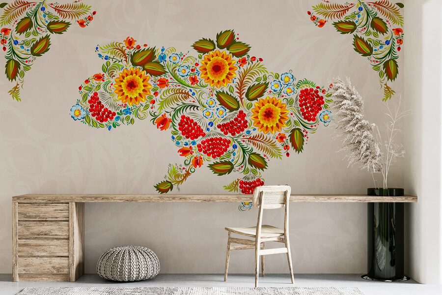 Kaart van oekraïne met bloemen