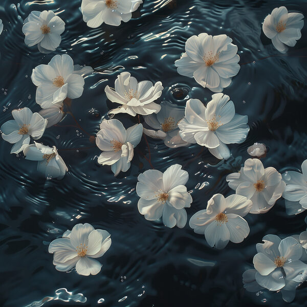 Witte bloemen drijvend in water Witte bloemen drijvend in water