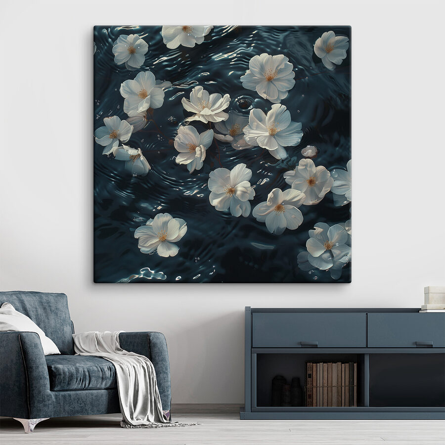 Witte bloemen drijvend in water