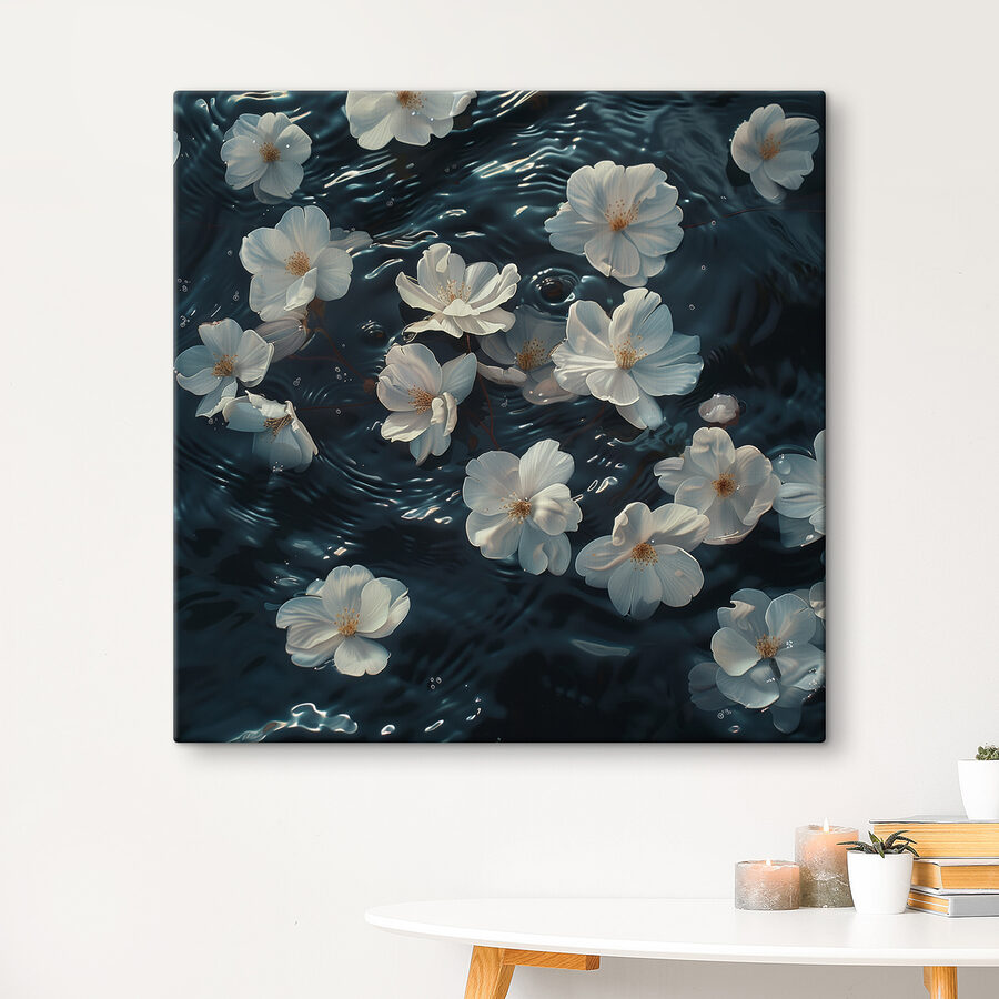 Witte bloemen drijvend in water
