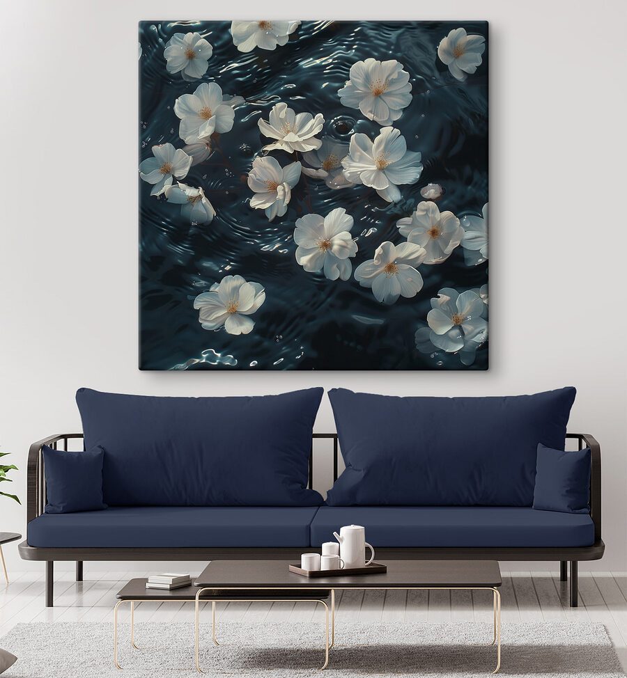 Witte bloemen drijvend in water