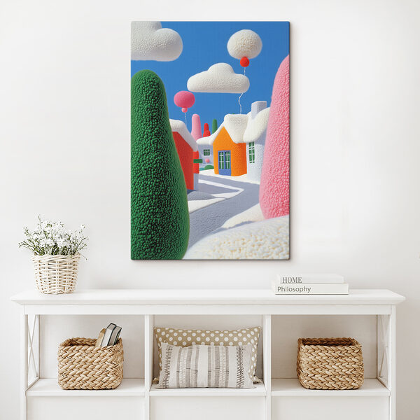 Cartoon stad met bomen en ballonnen Cartoon stad met bomen en ballonnen