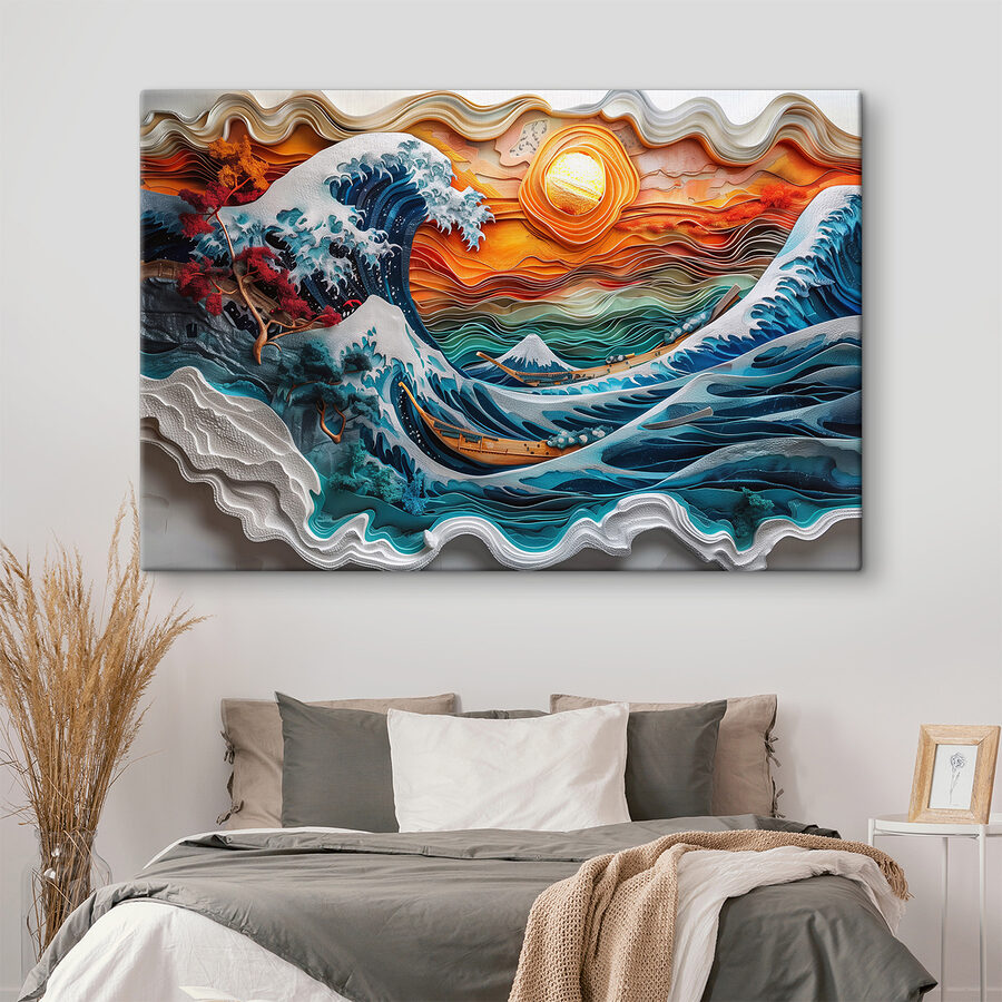 Schilderij van een golf