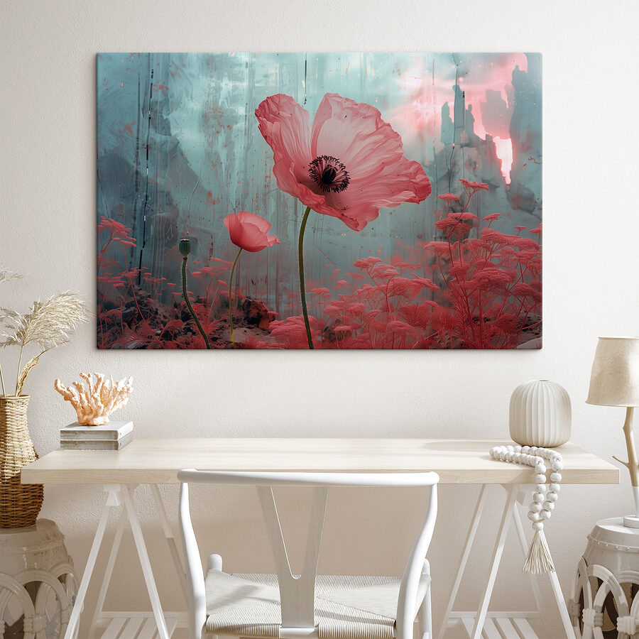 Roze bloemen in een veld