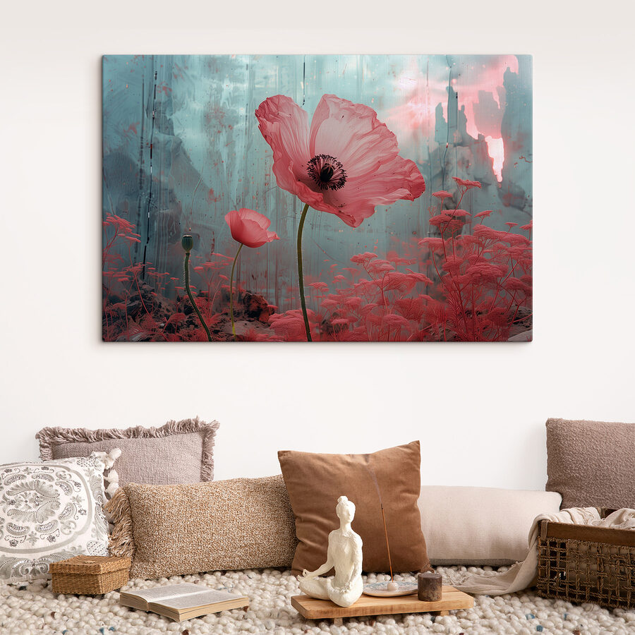 Roze bloemen in een veld