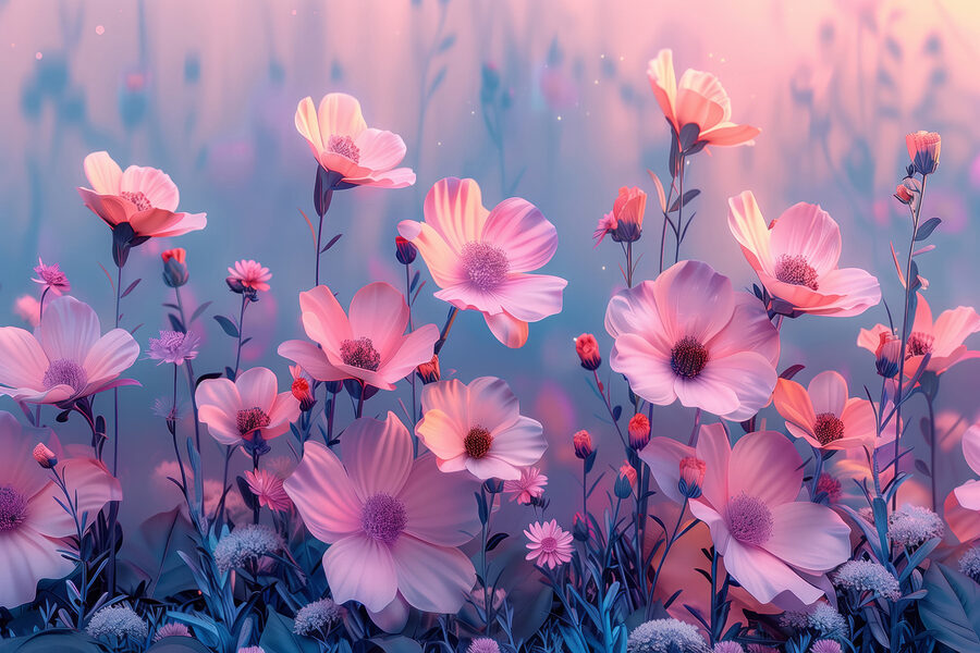 Groep roze bloemen