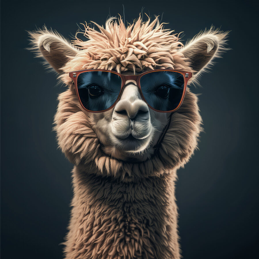Lama met zonnebril