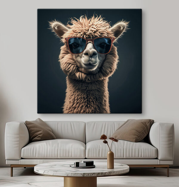 Lama met zonnebril Lama met zonnebril