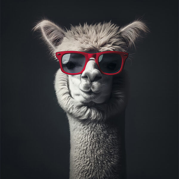 Lama met rode zonnebril Lama met rode zonnebril