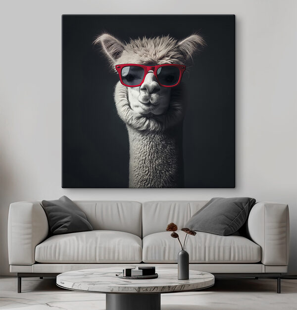 Lama met rode zonnebril Lama met rode zonnebril