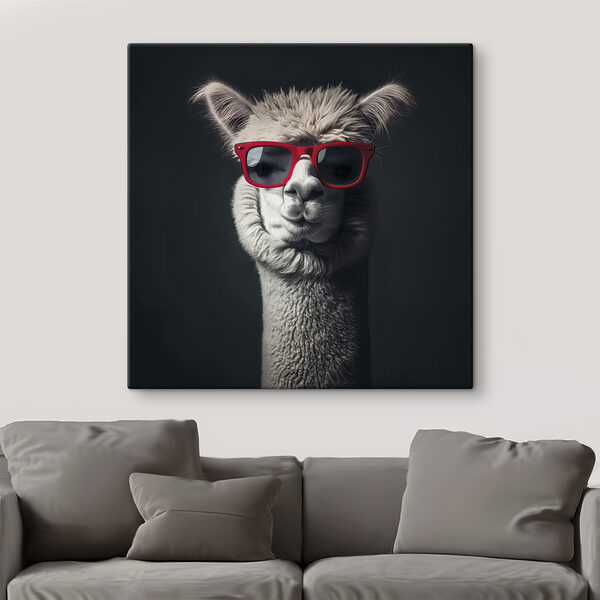 Lama met rode zonnebril Lama met rode zonnebril
