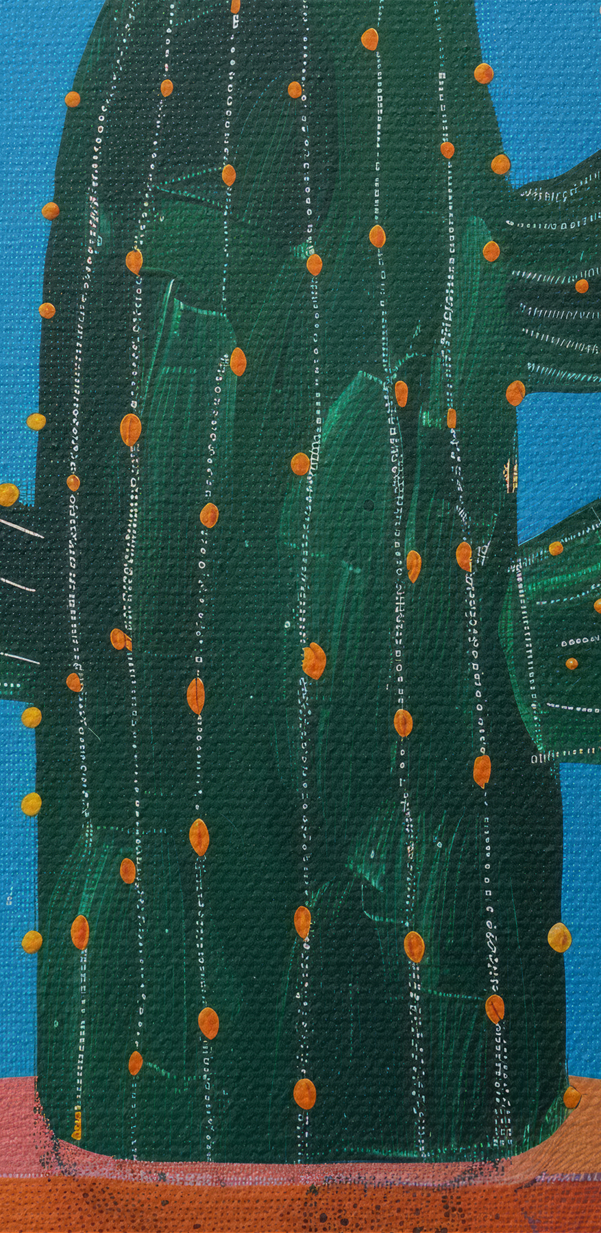 Schilderij van een cactus met bloemen
