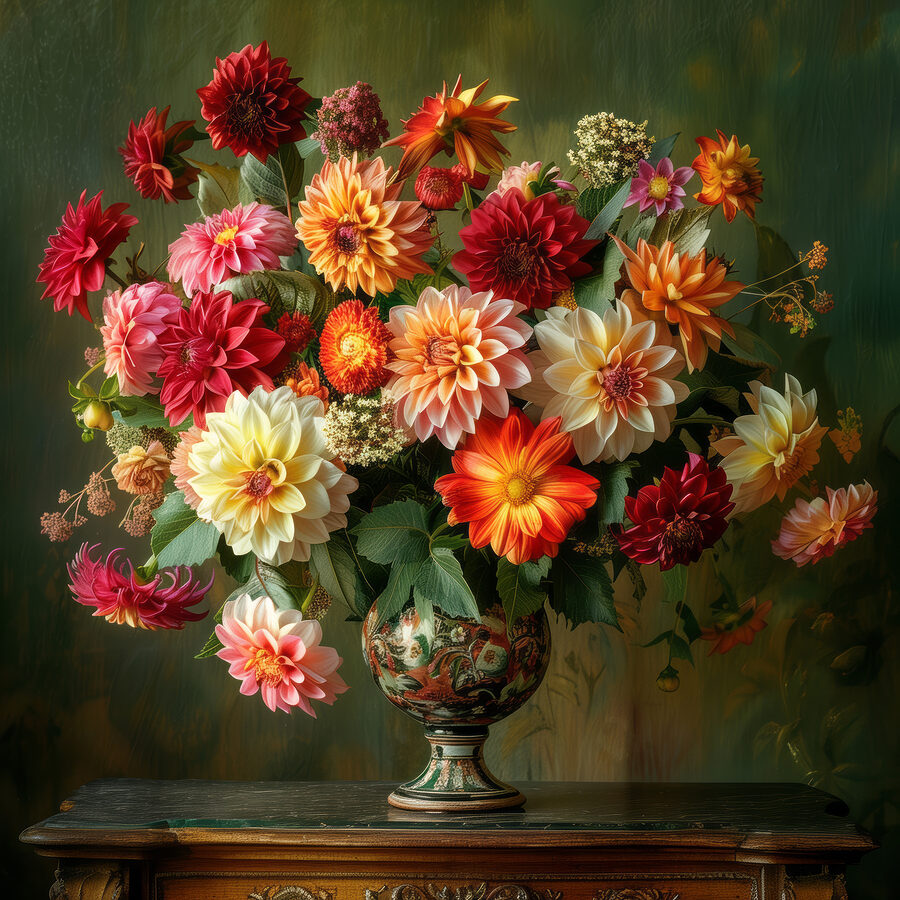 Vaas met bloemen op een tafel