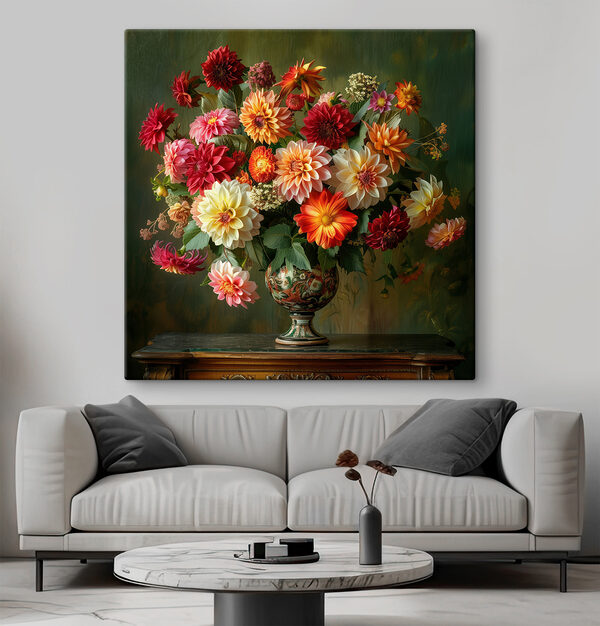 Vaas met bloemen op een tafel Vaas met bloemen op een tafel