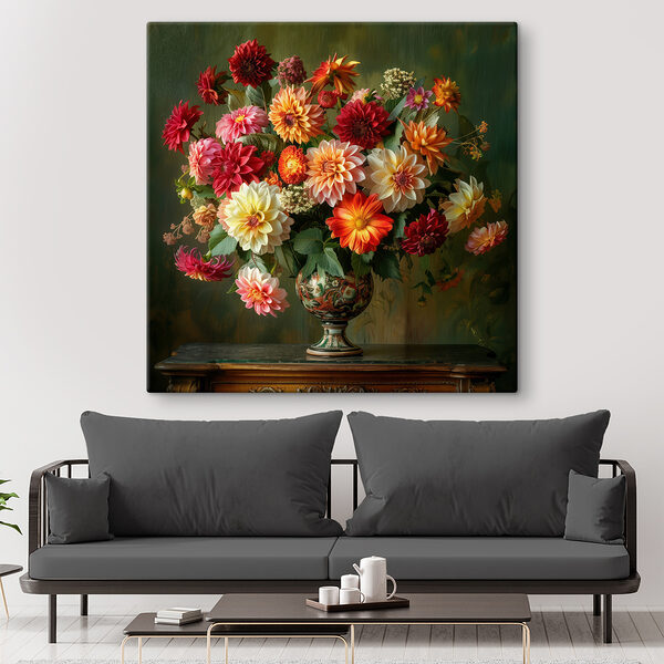 Vaas met bloemen op een tafel Vaas met bloemen op een tafel
