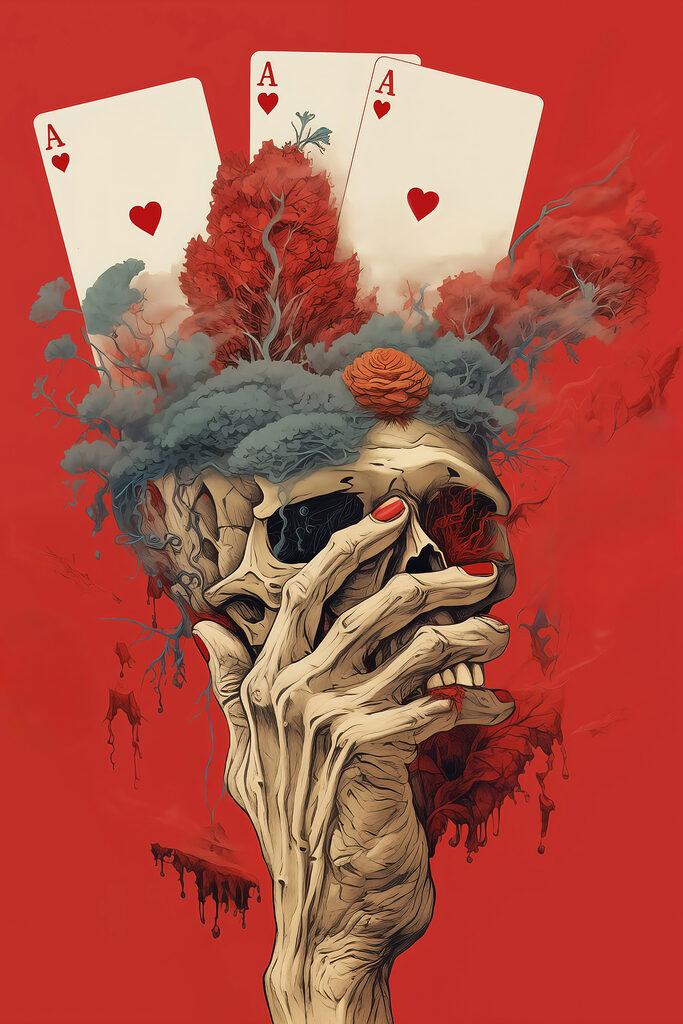 Skull with a hand covering its face Skull with a hand covering its face