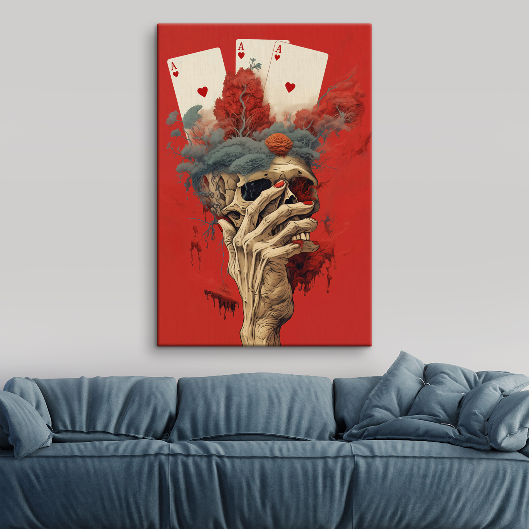 Skull with a hand covering its face Skull with a hand covering its face