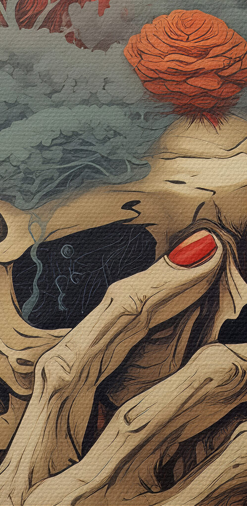 Skull with a hand covering its face Skull with a hand covering its face