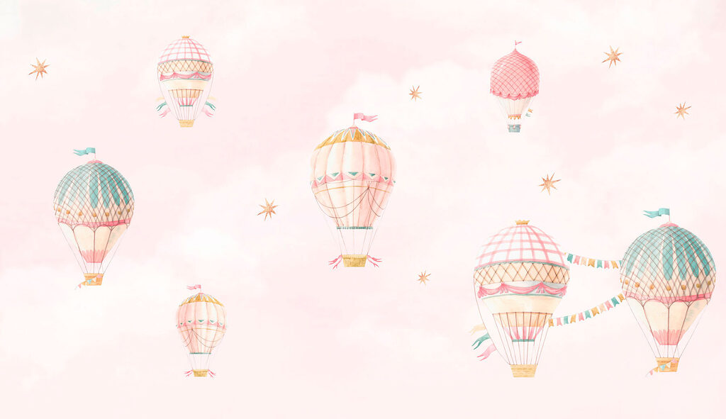 Groep heteluchtballonnen in de lucht Groep heteluchtballonnen in de lucht