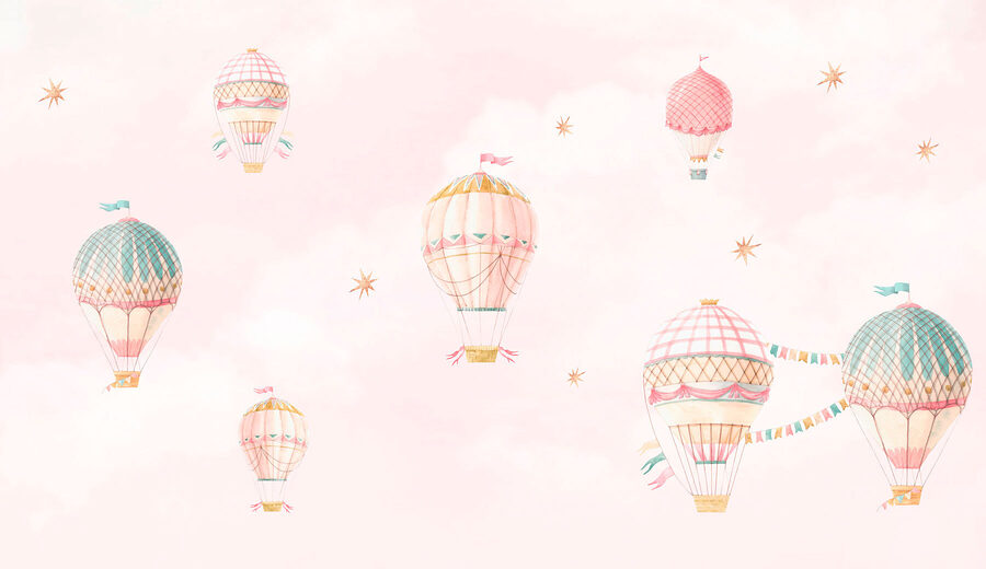 Groep heteluchtballonnen in de lucht