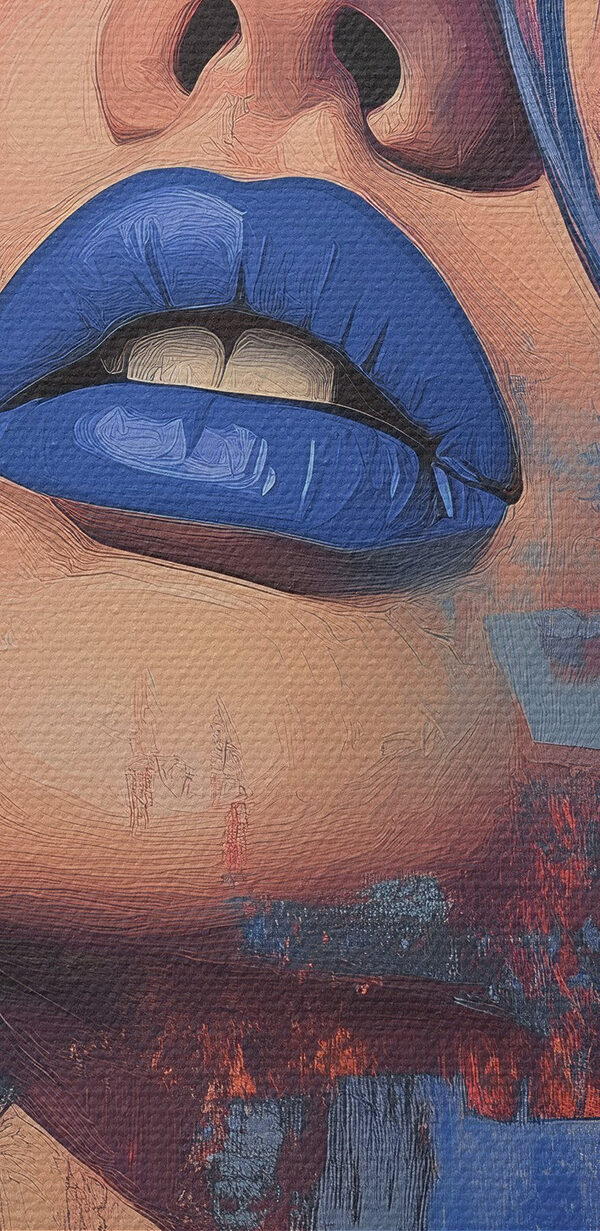 Vrouw met blauw haar en blauwe lippenstift Vrouw met blauw haar en blauwe lippenstift