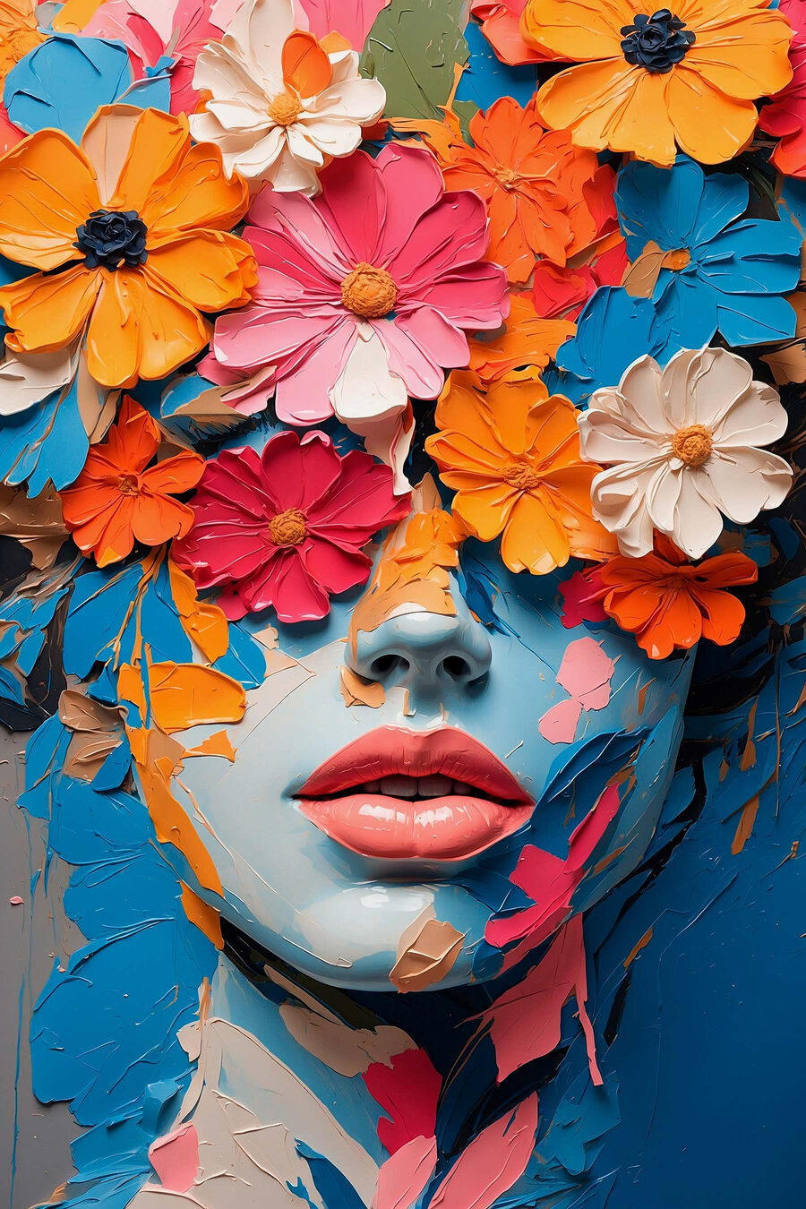 Gezicht bedekt met bloemen