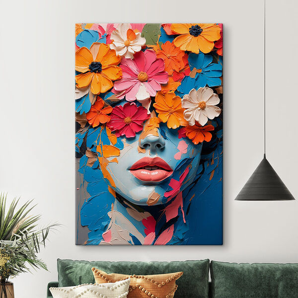 Gezicht bedekt met bloemen Gezicht bedekt met bloemen