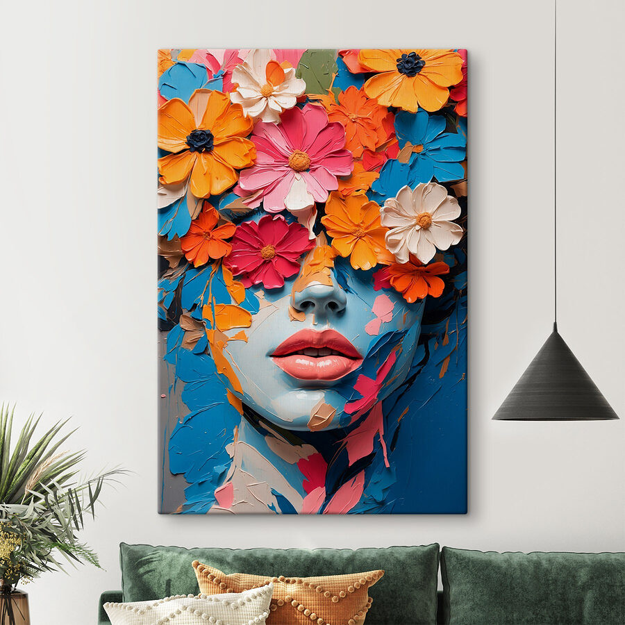 Gezicht bedekt met bloemen