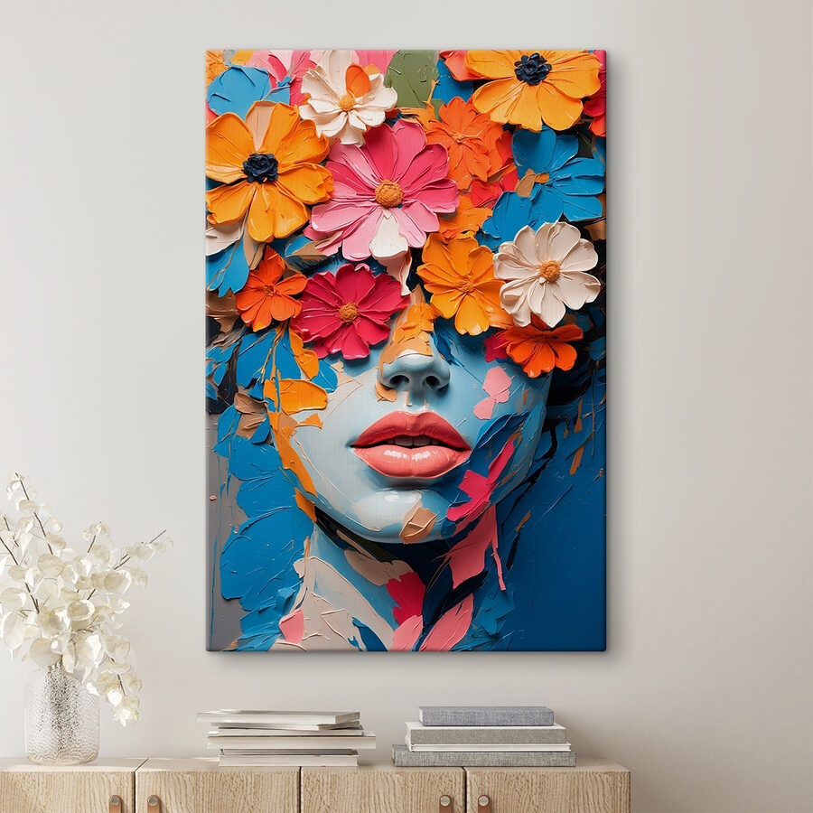 Gezicht bedekt met bloemen