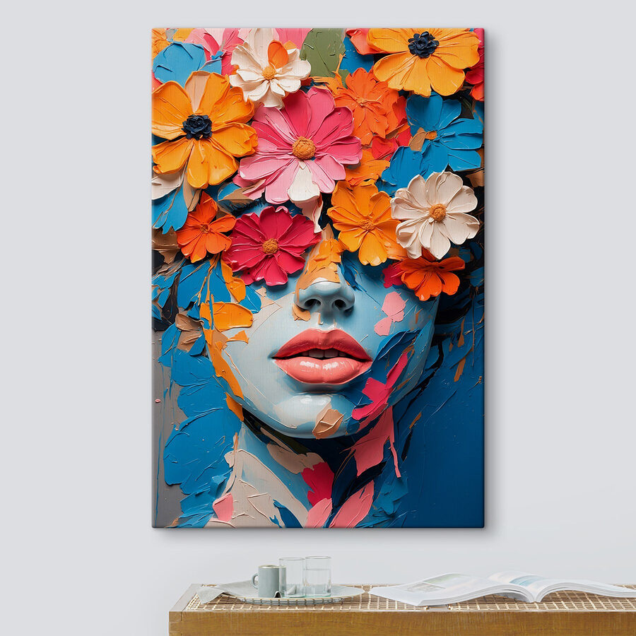 Gezicht bedekt met bloemen