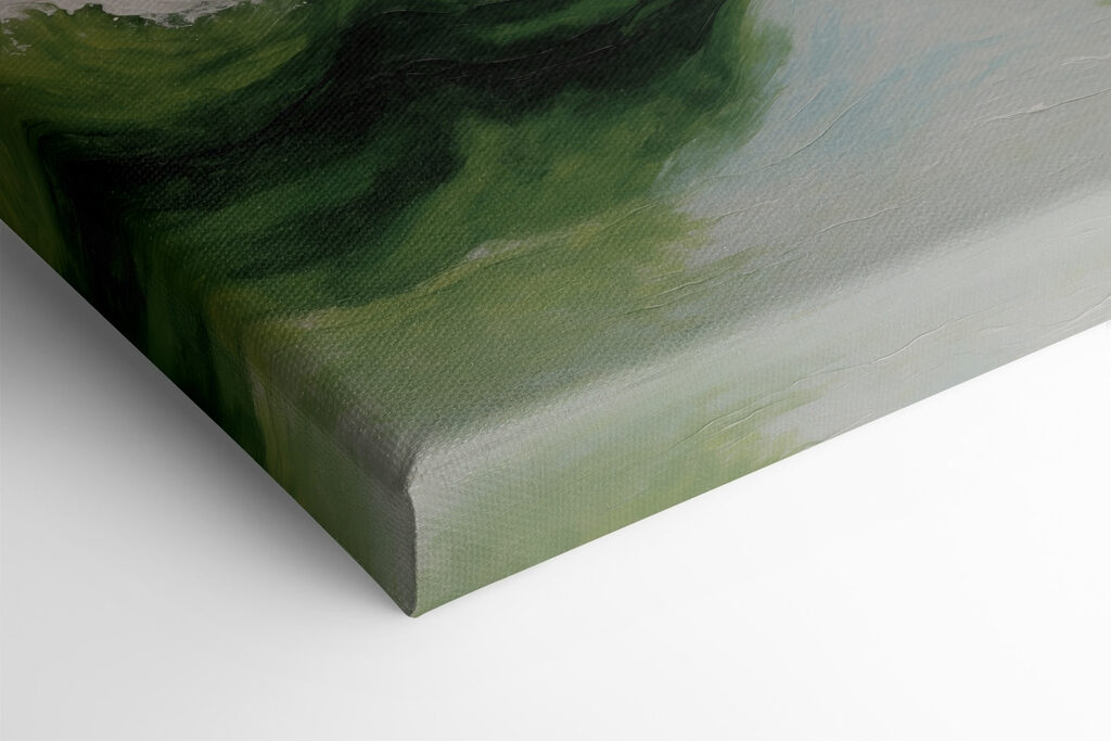 Painting of green and blue waves