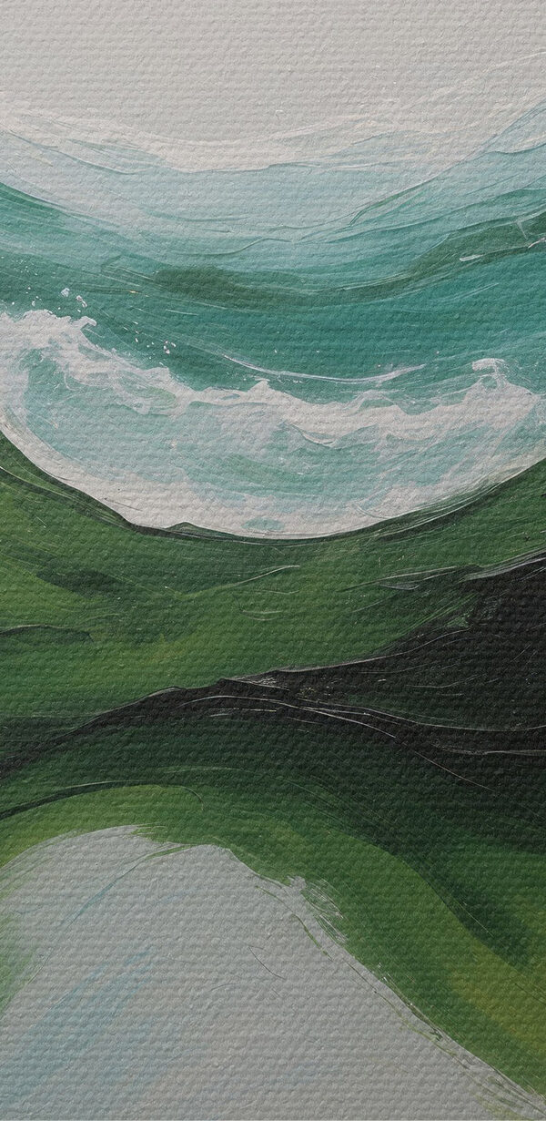 Schilderij van groene en blauwe golven Schilderij van groene en blauwe golven