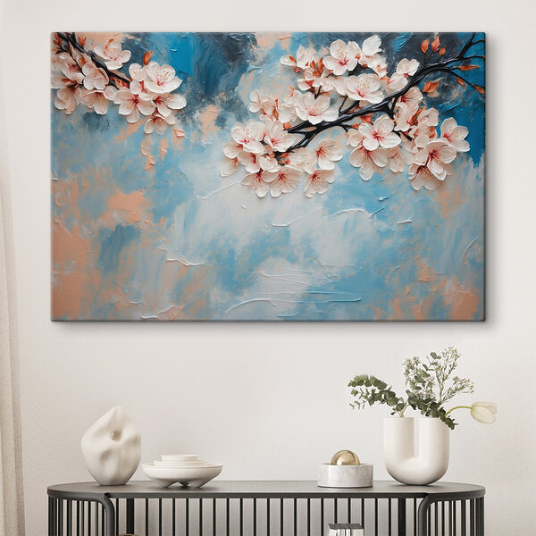 Schilderij van bloemen op een tak Schilderij van bloemen op een tak