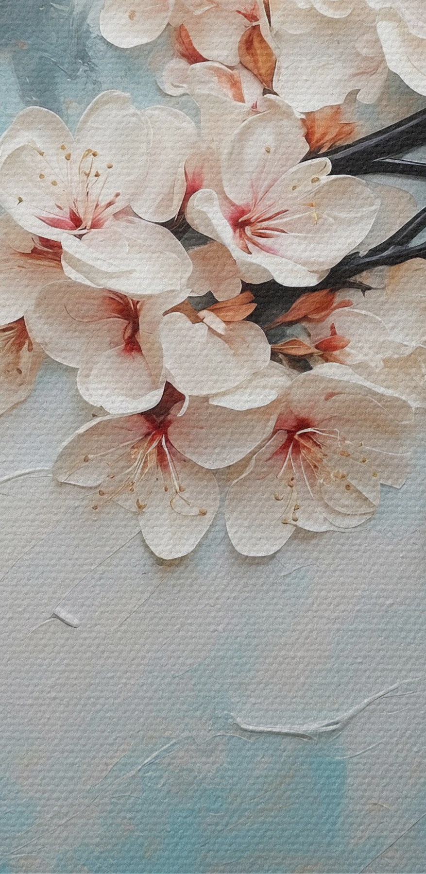 Schilderij van bloemen op een tak