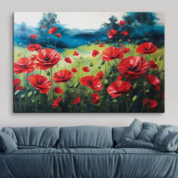 Schilderij van rode bloemen Schilderij van rode bloemen