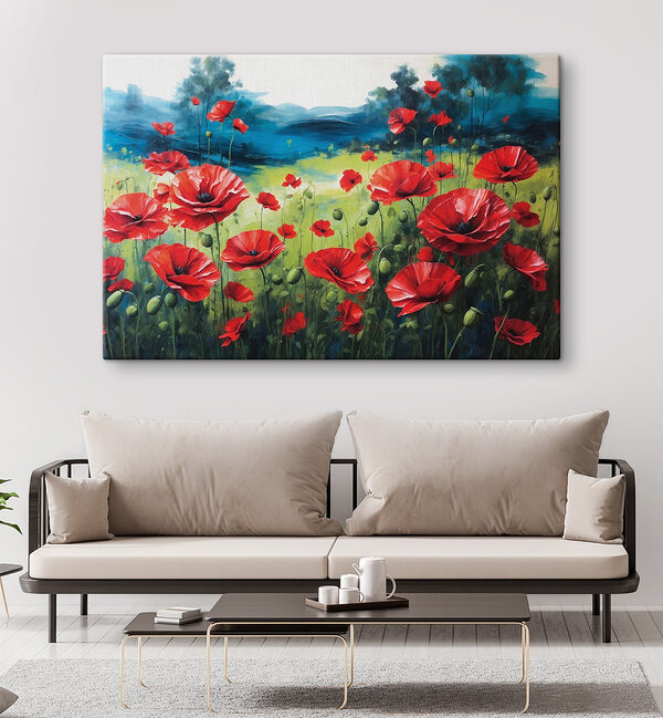 Schilderij van rode bloemen Schilderij van rode bloemen