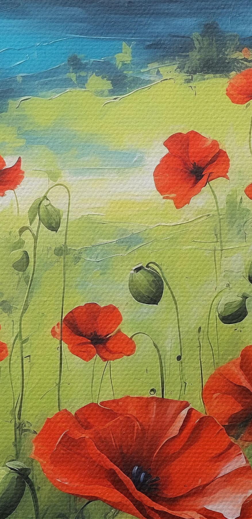 Schilderij van rode bloemen Schilderij van rode bloemen