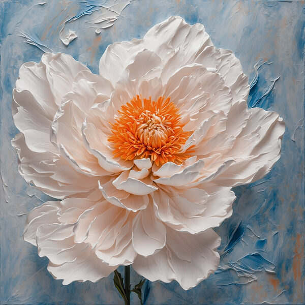 Witte bloem met oranje hart Witte bloem met oranje hart