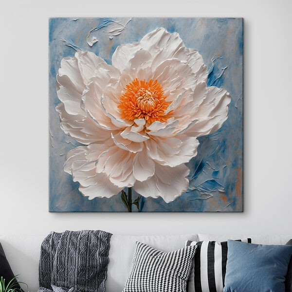 Witte bloem met oranje hart Witte bloem met oranje hart