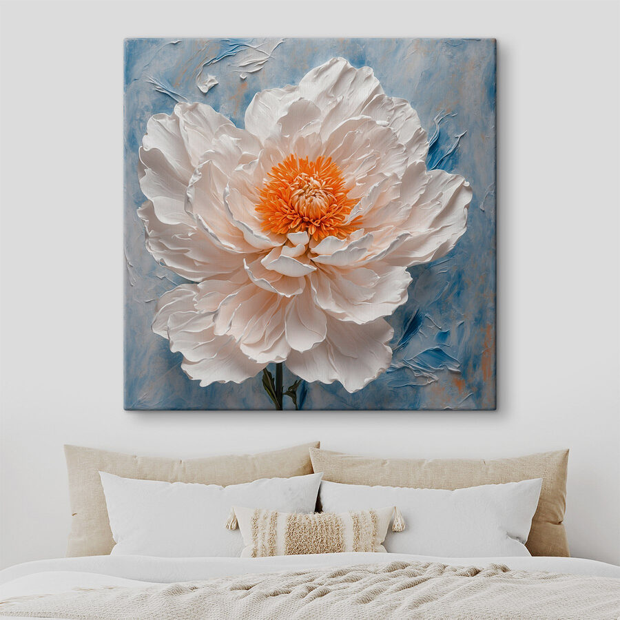 Witte bloem met oranje hart Witte bloem met oranje hart