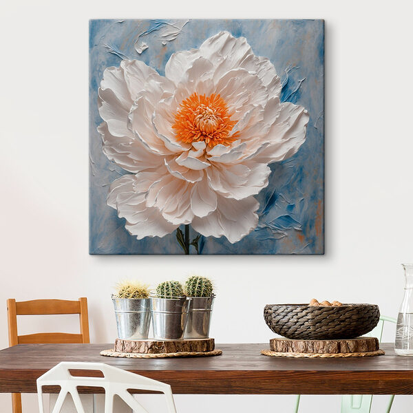 Witte bloem met oranje hart Witte bloem met oranje hart