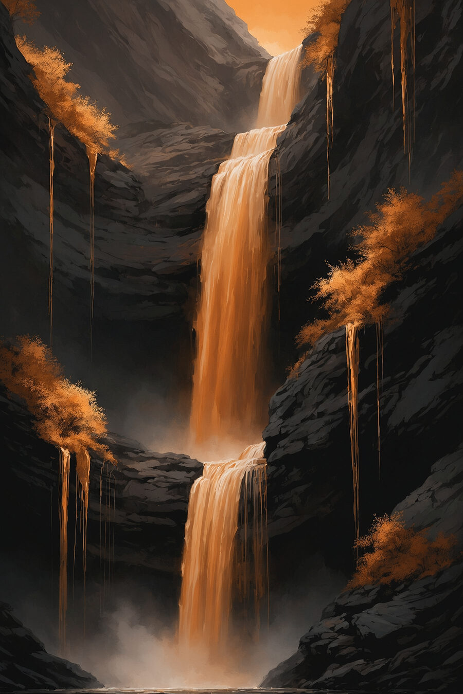 Waterval in een rotsachtig gebied