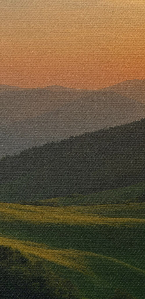 Sunset over a green hill Sunset over a green hill